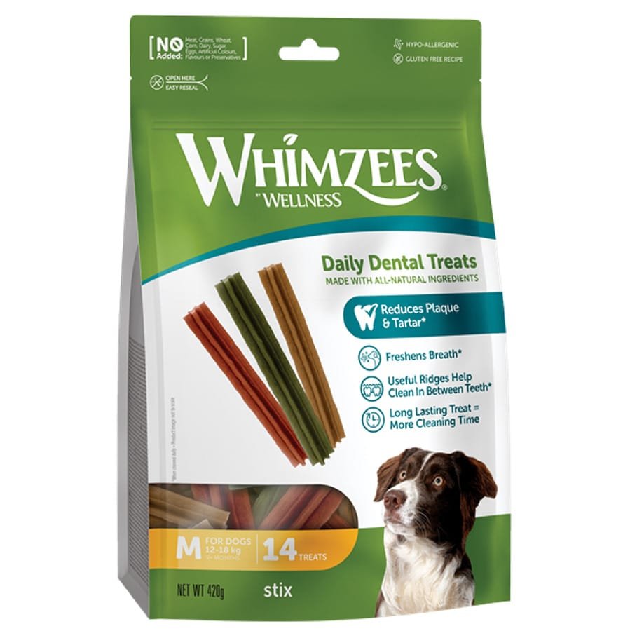 Whimzees by Wellness Daily Dental Stix Medium 14 pack bag